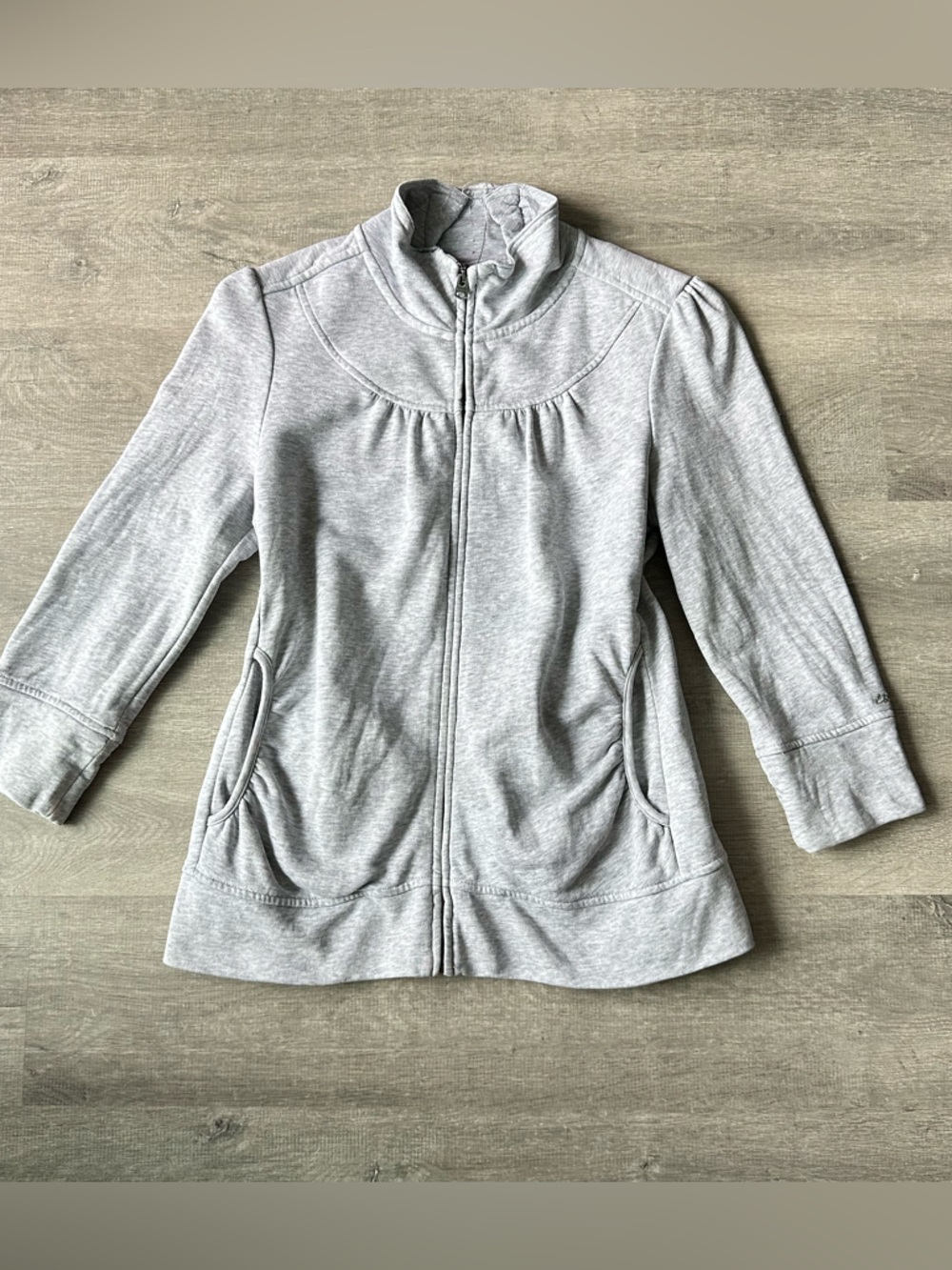 Esprit Grey Ruched Zip-Up Sweatshirt